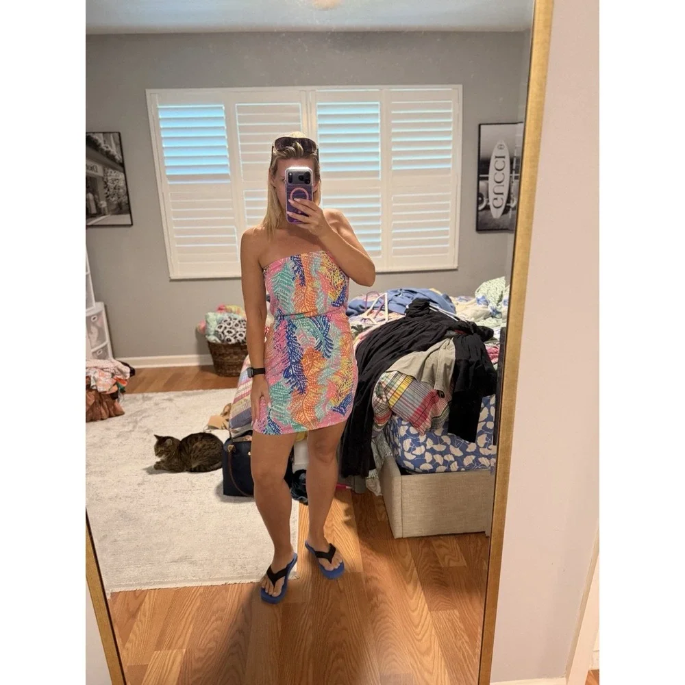 Lilly Pulitzer Windsor Strapless Dress -Electric Feel Size XS coverup Beachy - Picture 15 of 16